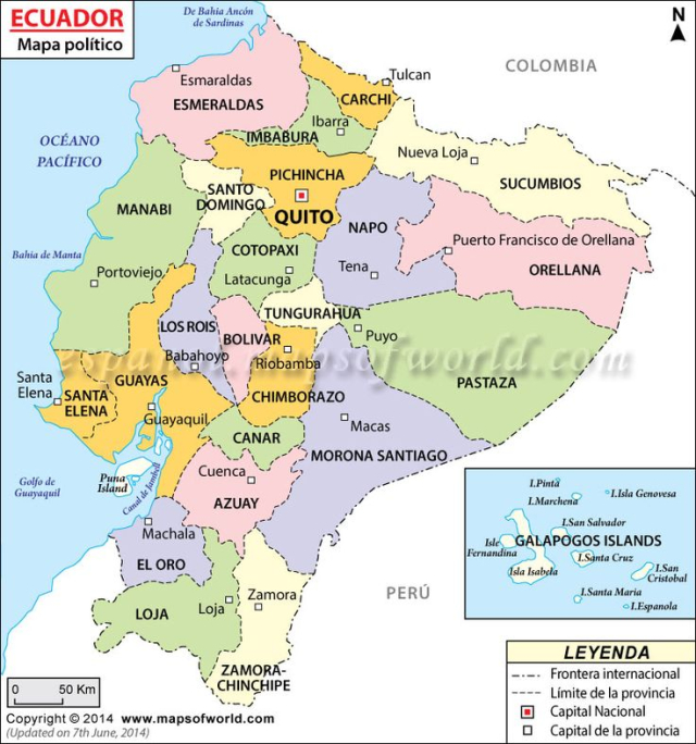 What countries does Ecuador have a border with? 